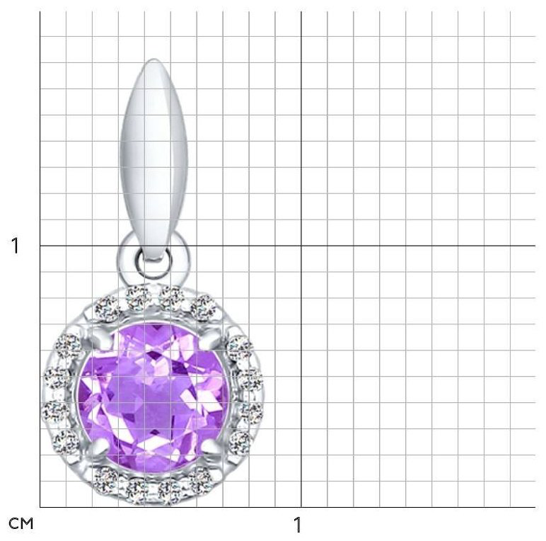 Подвеска SOKOLOV 92030332 вес 0.82 г серебро, фианит, аметист купить,NaN