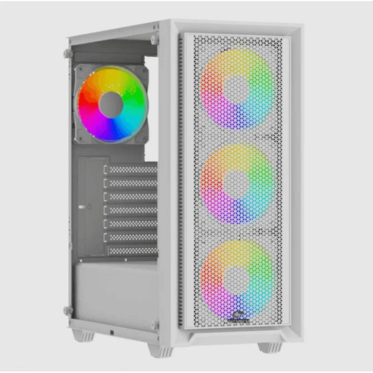 Корпус Wintek Apollo 802-W-M TG, ATX/Micro ATX, USB 1*3.0/2*2.0, HD+Mic, 4*12cm ARGB (контроллер + пульт д/у в комплекте), белый
