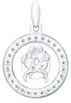 Подвеска SOKOLOV 94031385 вес 1.5 г серебро, фианит купить,NaN