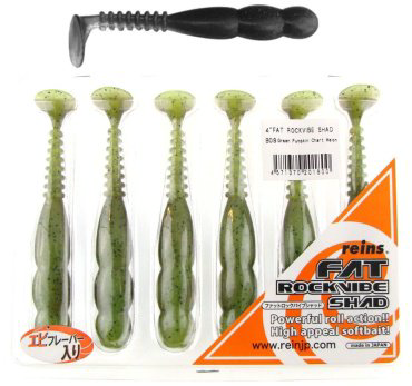 Мягкая приманка Fat Rockvibe Shad 4"# B08 Green Pumpkin Chart Melon 6 шт купить,NaN