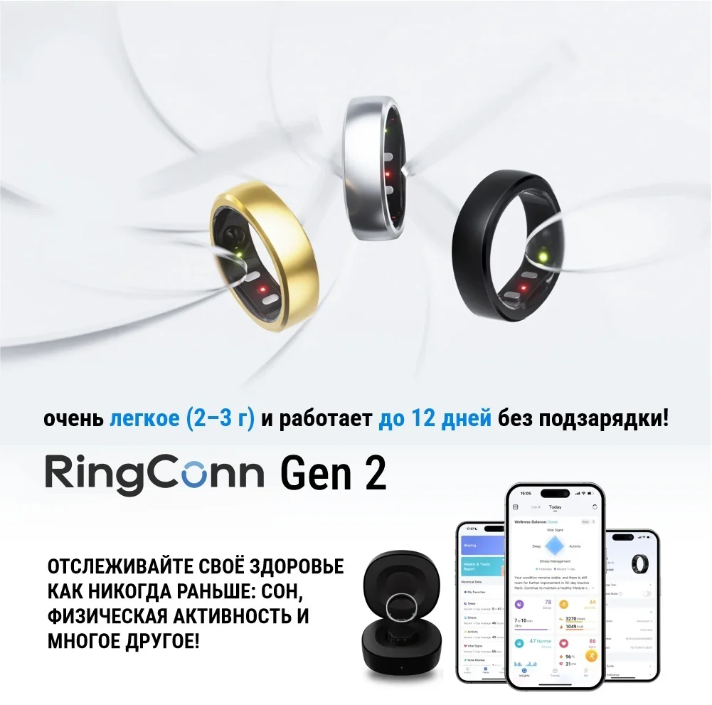 Смарт-кольцо RingConn Gen 2 #13 черный 22-22.5р