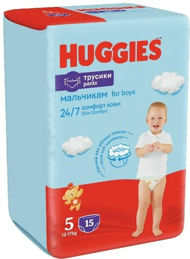 Подгузники-трусики для мальчиков Huggies 5 12-17кг 15 шт