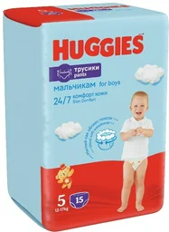 Подгузники-трусики для мальчиков Huggies 5 12-17кг 15 шт