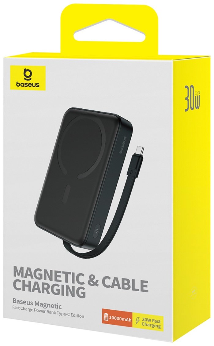 Внешний аккумулятор Baseus Magnetic Mini 2C+Qi 30W (MagSafe) P1002210B113-00 10000 мАч черный купить,NaN