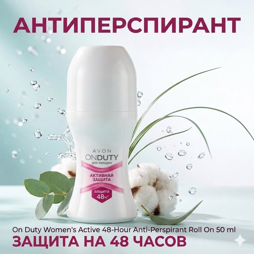 Avon On Duty Активная защита дезодорант-антиперспирант для женщин 50 мл купить,1360