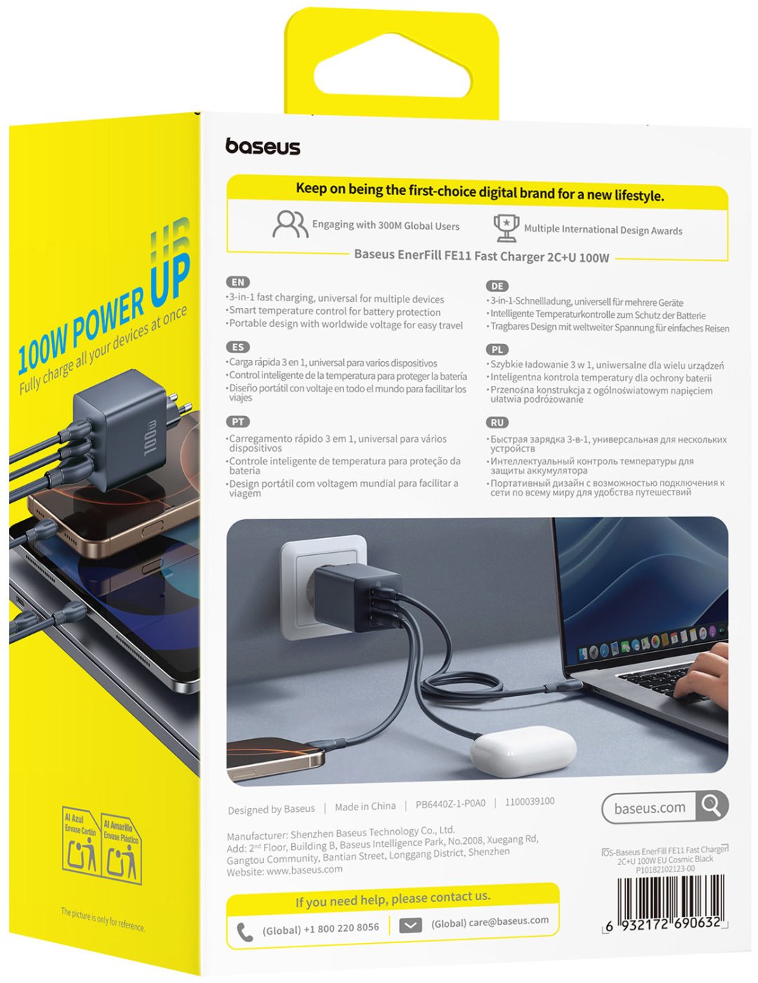 Зарядное устройство Baseus EnerFill FE11 USB Type-C, USB черный купить,NaN
