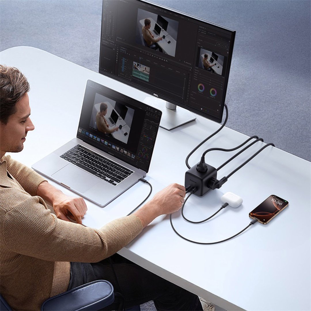Зарядное устройство Baseus EnerFill FA11 Cube Power Strip GaN6 USB Type-C, USB черный купить,NaN