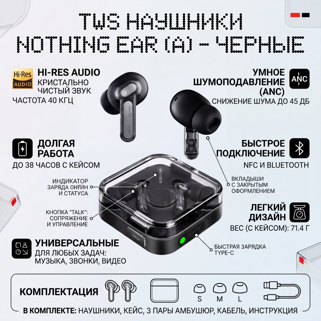 Наушники NOTHING Ear (3) B173 черный купить,NaN