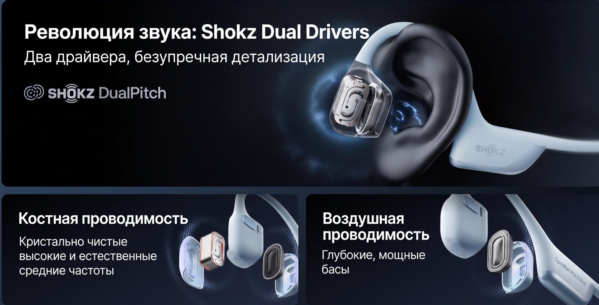 Наушники Shokz OpenRun Pro 2 Mini голубой купить,NaN