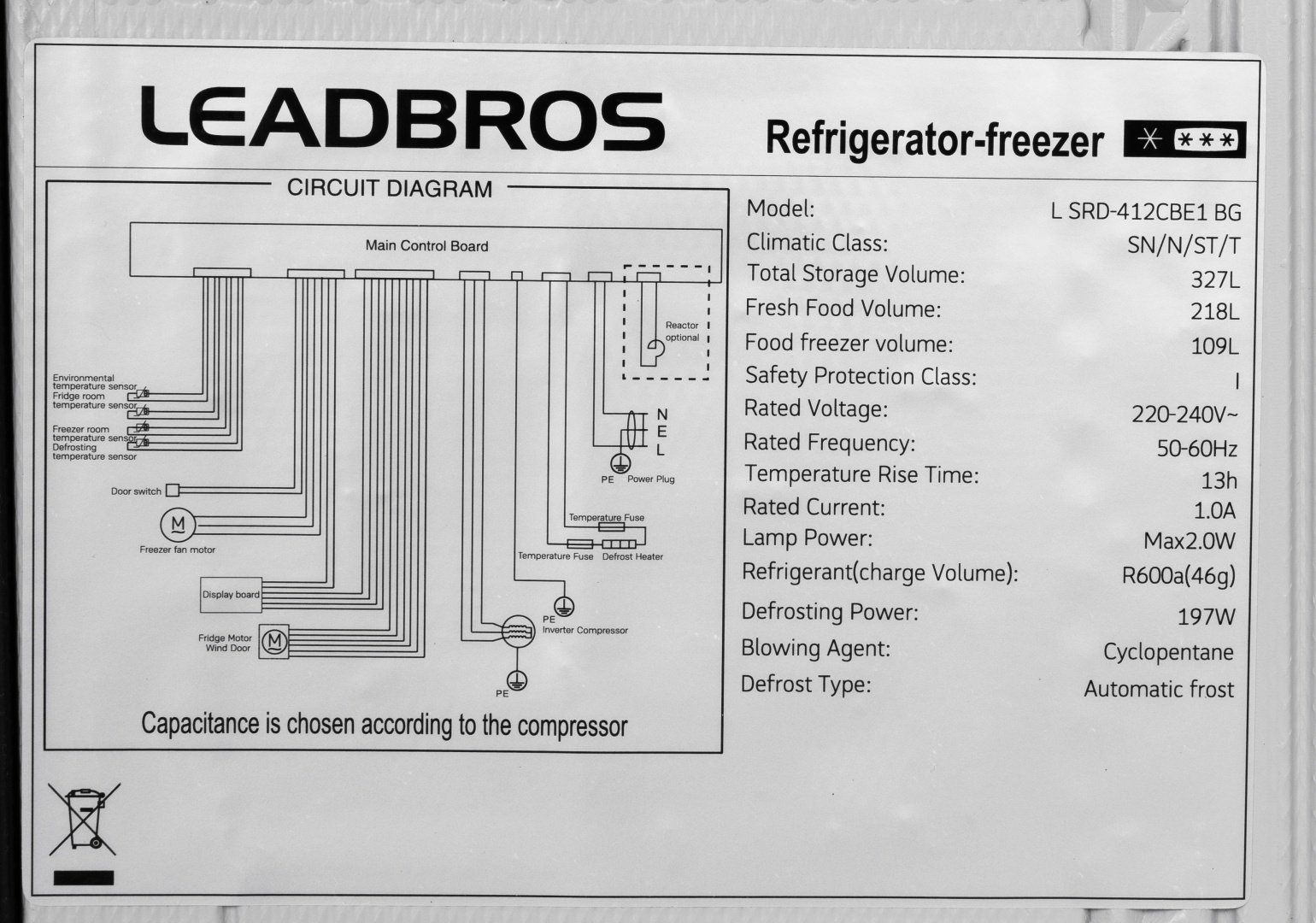 Холодильник Leadbros L SRD-412CBE1 BG черный купить,NaN