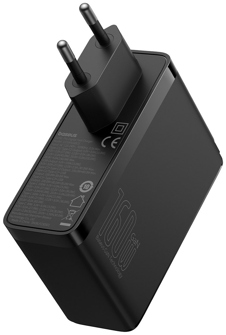 Зарядное устройство Baseus GaN5 Pro 2C+U 160W USB Type-C, USB черный купить,NaN