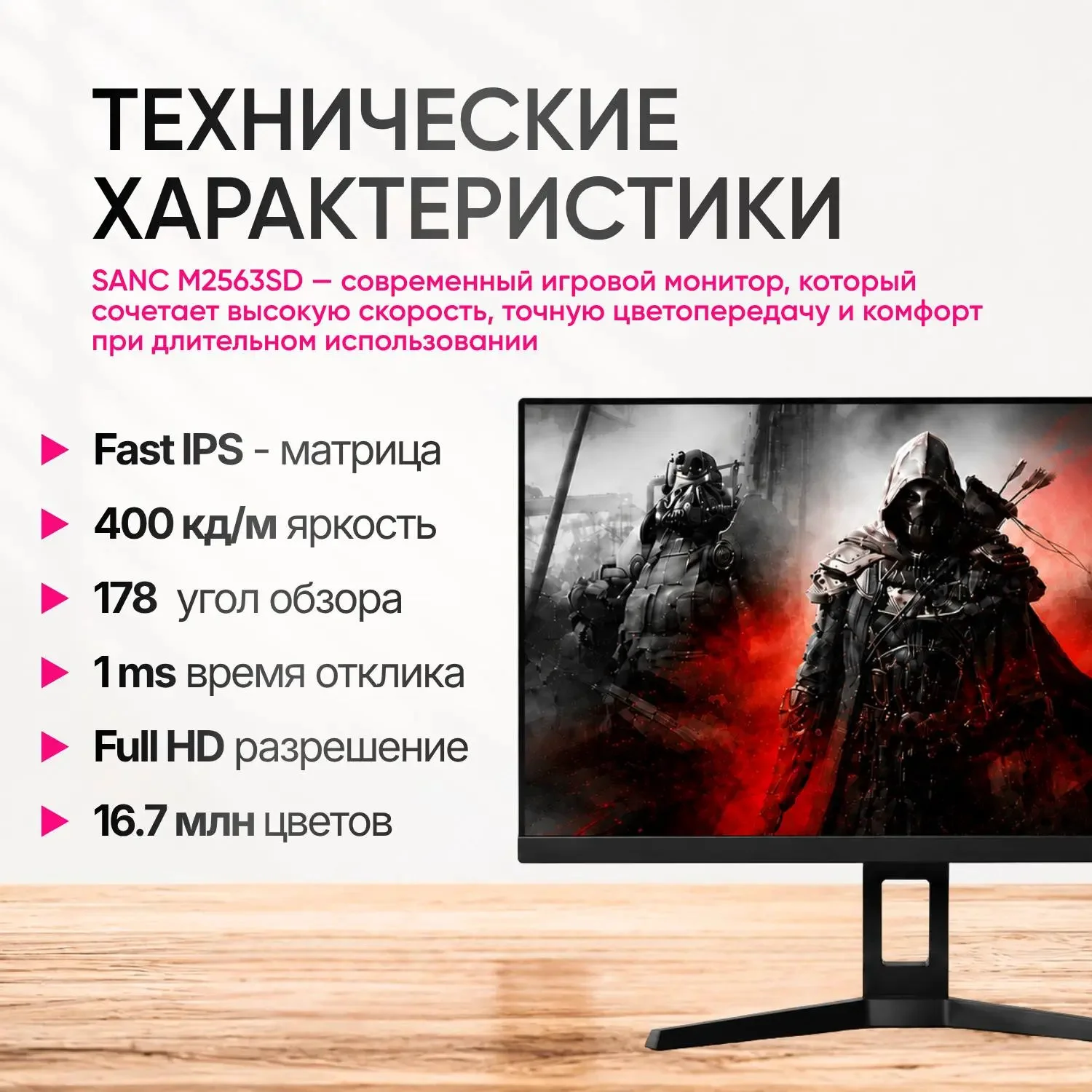 Монитор Sanc M2563SD 24.5" Black