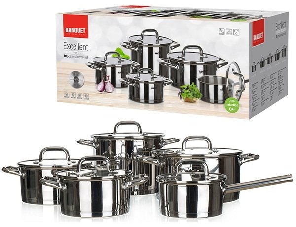 Banquet набор кастрюль EXCELLENT 48727110 10 в 1 купить,NaN