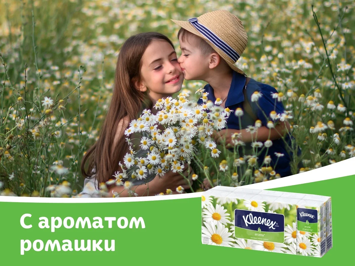 Платочки бумажные Kleenex Aroma ромашка 10 шт купить,NaN