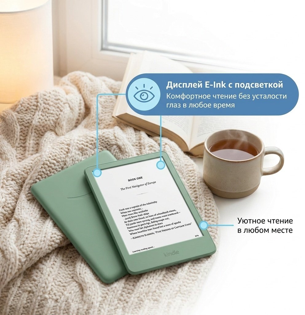 Электронная книга Amazon Kindle 2024 (11th Generation) 6 дюйм 16 Гб зеленый
