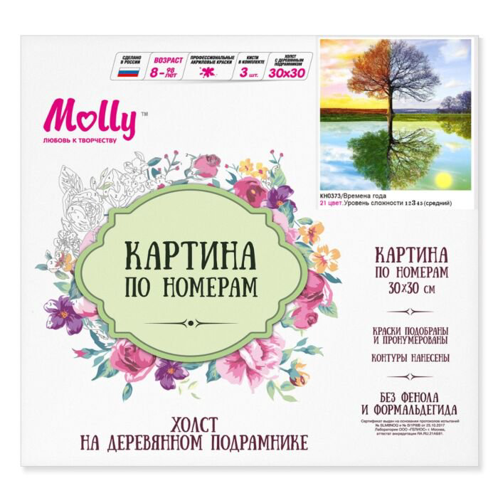 Картина по номерам Molly Времена года 30х30 21 цвета  купить,NaN