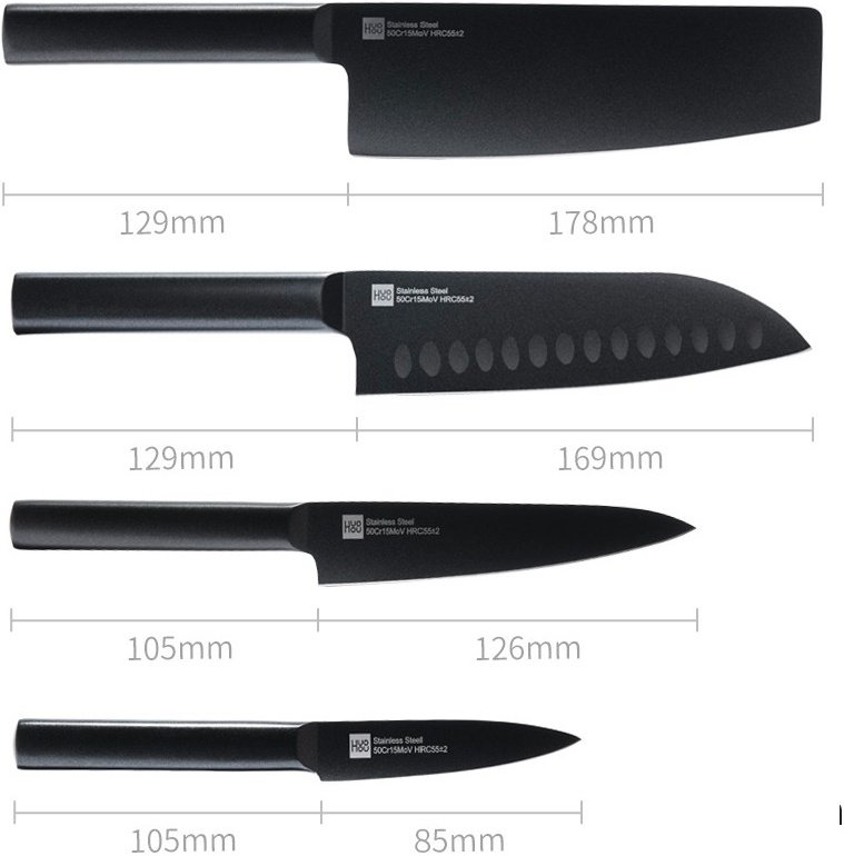 Набор ножей Xiaomi HuoHou Stainless Steel Knife Black 5 предметов