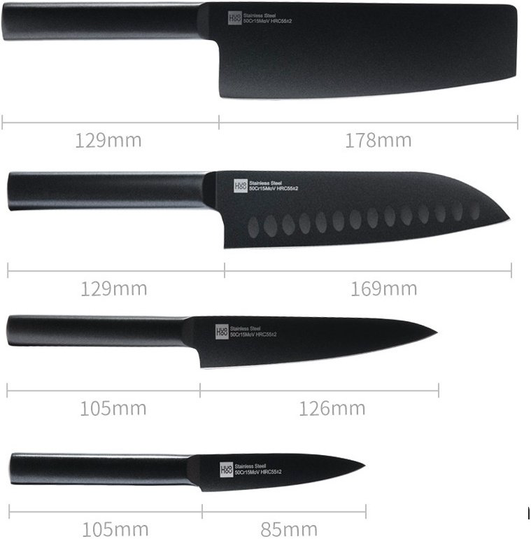 Набор ножей Xiaomi HuoHou Stainless Steel Knife Black 5 предметов - ForteMarket Набор ножей Xiaomi HuoHou Stainless Steel Knife Black 5 предметов купить,46896