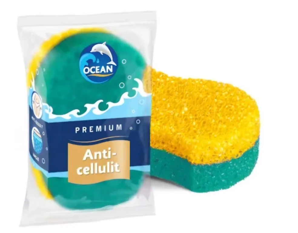 Губка для тела Ocean premium anti-cellulit зелёно-жёлтая купить,NaN