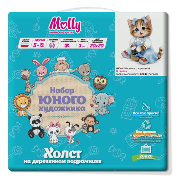 Картина по номерам Molly Кошечка С Корзинкой 20х20 14 цветов купить,NaN