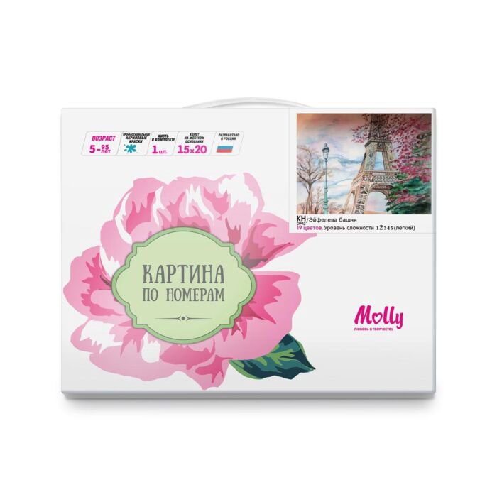 Картина по номерам  Molly Эйфелева Башня 15х20 19 цветов купить,NaN
