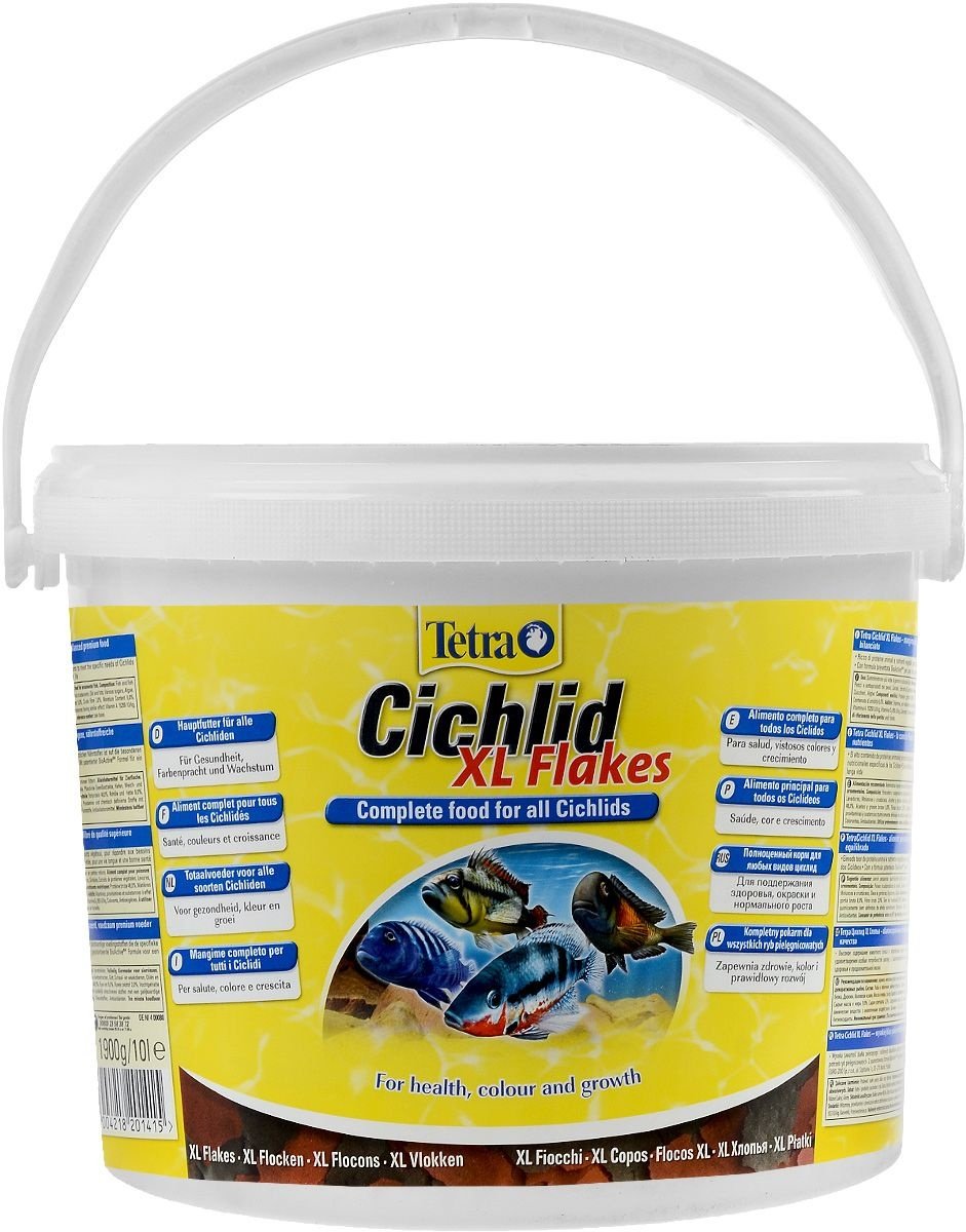 Корм Tetra Cichlid XL Flakes хлопья для рыб вида цихлид 10 л купить,NaN