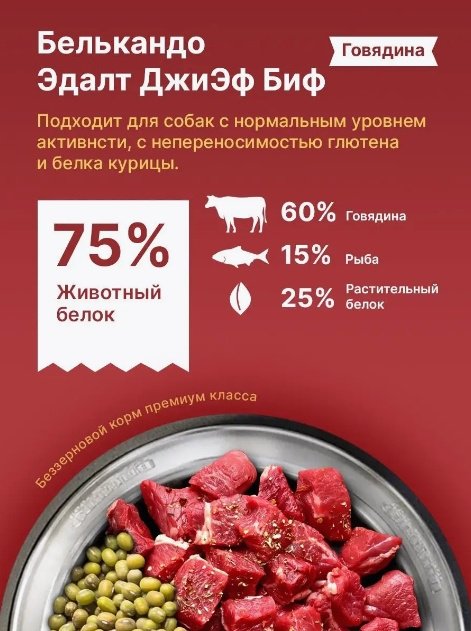 Корм Belcando Adult GF Beef Говядина для взрослых всех пород 12.5 кг купить,NaN