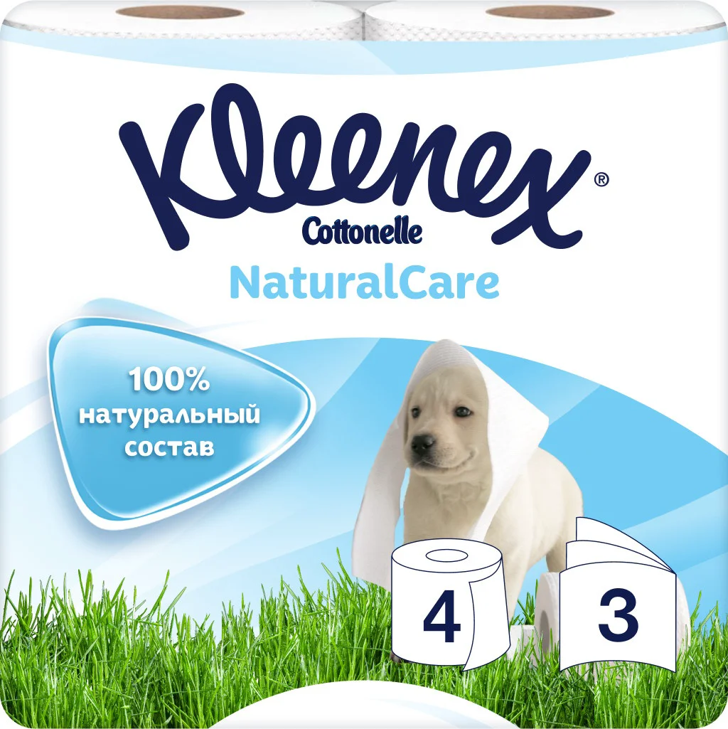 Туалетная бумага Kleenex Cottonelle Natural care первичная целлюлоза 4 шт купить,NaN