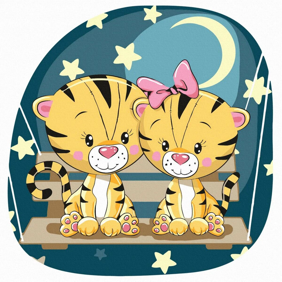 Картина по номерам Molly Тигрята на качелях  20х20 13 цветов купить,NaN