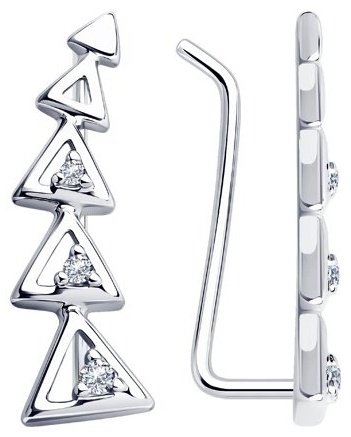 Клаймберы Diamant 94-120-01168-1 вес 1.41 г серебро, фианит купить,NaN