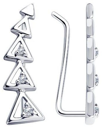 Клаймберы Diamant 94-120-01168-1 вес 1.41 г серебро, фианит купить,NaN