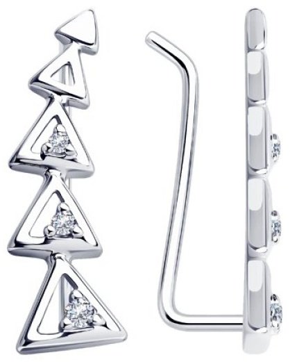 Клаймберы Diamant 94-120-01168-1 вес 1.42 г серебро, фианит купить,NaN