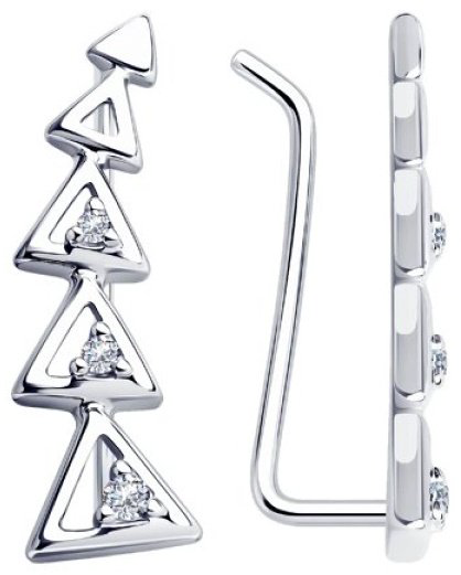 Клаймберы Diamant 94-120-01168-1 вес 1.42 г серебро, фианит купить,NaN