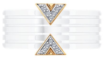 Кольцо Diamant 51-210-00150-1 размер 18 вес 0.66 г золото, бриллиант, керамика купить,0