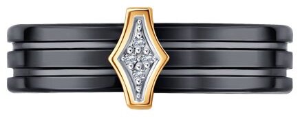 Кольцо Diamant 51-210-00486-1 размер 16.5 вес 0.4 г золото, бриллиант, керамика купить,NaN