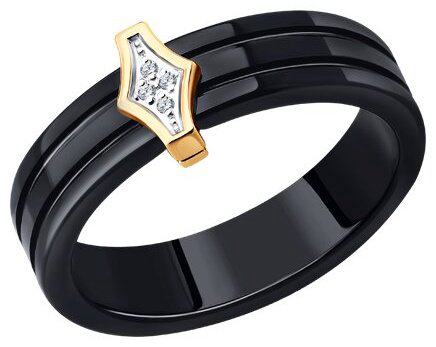 Кольцо Diamant 51-210-00486-1 размер 17 вес 0.4 г золото, бриллиант, керамика купить,NaN