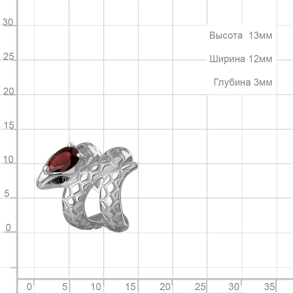 Моносерьга AQUAMARINE 45017803 вес 1.74 г серебро, гранат купить,NaN