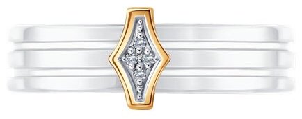 Кольцо Diamant 51-210-00486-2 размер 16.5 вес 0.4 г золото, бриллиант, керамика купить,NaN