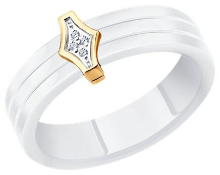 Кольцо Diamant 51-210-00486-2 размер 18 вес 0.4 г золото, бриллиант, керамика купить,NaN