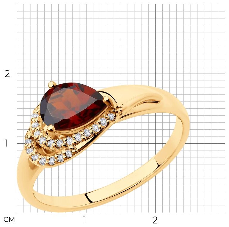 Кольцо Diamant 93-310-00548-2_16 размер 16 вес 1.54 г серебро, гранат купить,NaN