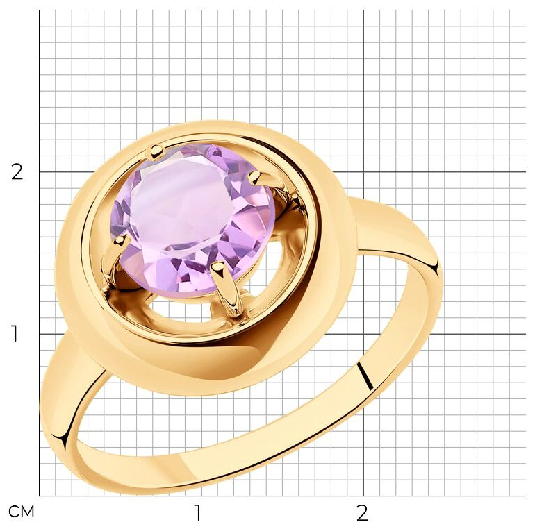 Кольцо Diamant 93-310-00782-2_17 размер 17 вес 2.35 г серебро, аметист купить,NaN