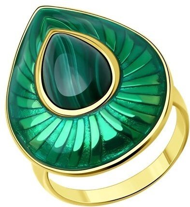 Кольцо Diamant 93-310-01688-1 размер 19 вес 5.49 г серебро, эмаль, малахит купить,NaN