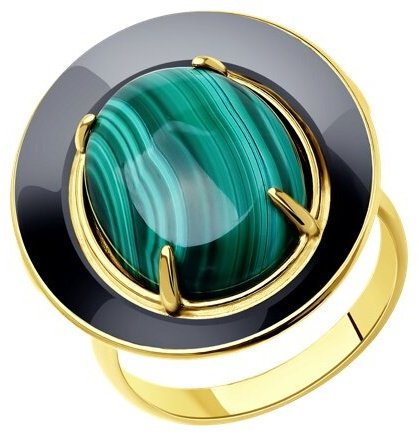 Кольцо Diamant 93-310-01753-1 размер 18 вес 6.18 г серебро, малахит купить,NaN