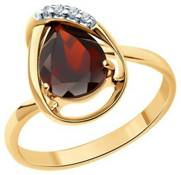 Кольцо Diamant 93-310-01919-1 размер 18 вес 2.32 г серебро, гранат