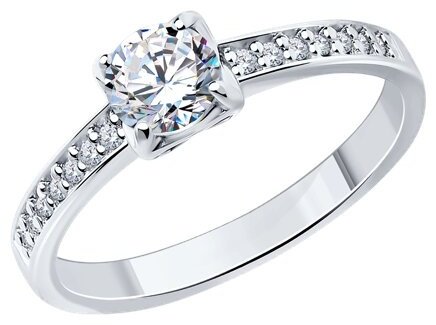 Кольцо Diamant 94-110-01712-1 размер 19 вес 2.14 г серебро, фианит