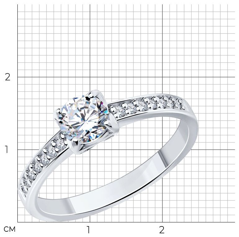 Кольцо Diamant 94-110-01712-1_19 размер 19 вес 2.28 г серебро, фианит купить,NaN