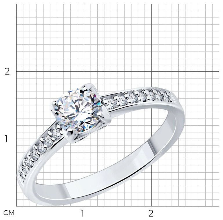 Кольцо Diamant 94-110-01712-1_19 размер 19 вес 2.28 г серебро, фианит купить,NaN