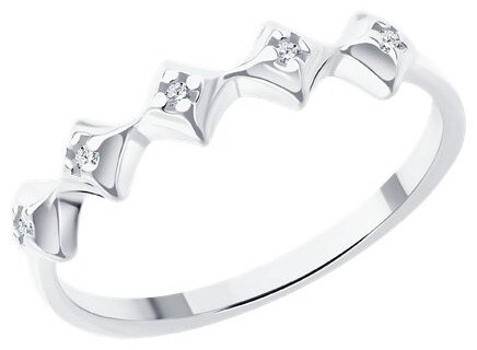 Кольцо Diamant 94-210-02136-1_16 размер 16 вес 1.31 г серебро, бриллиант купить,NaN