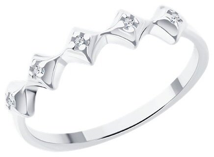 Кольцо Diamant 94-210-02136-1_17 размер 17 вес 1.31 г серебро, бриллиант купить,NaN