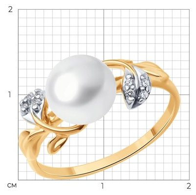 Кольцо Diamant 93-310-01961-1_17-5 размер 17.5 вес 2.48 г серебро, жемчуг купить,NaN